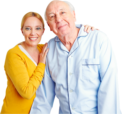caregiver holding the shoulder of patient